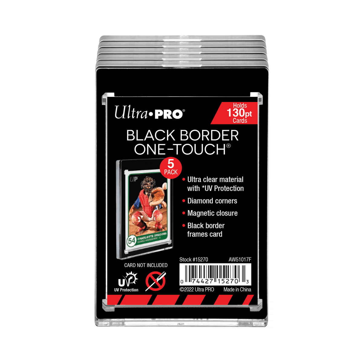 130PT Black Border UV ONE - TOUCH Magnetic Holders (5ct) - E - 15270 - Ultra PRO - Ultra PRO International