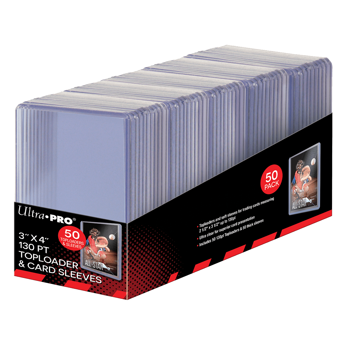 3" x 4" Super Thick 130pt Toploaders & Thick Card Sleeves Combo (50ct) for Standard Size Cards - E - 15285 - Ultra PRO - Ultra PRO International