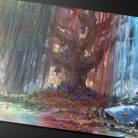 Bloomburrow Season Lands: Three Tree City (Four Seasons) AR Enhanced Standard Gaming Playmat Multi for Magic: The Gathering Close Up