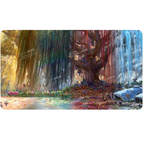 Bloomburrow Season Lands: Three Tree City (Four Seasons) AR Enhanced Standard Gaming Playmat Multi for Magic: The Gathering | Ultra PRO International Front