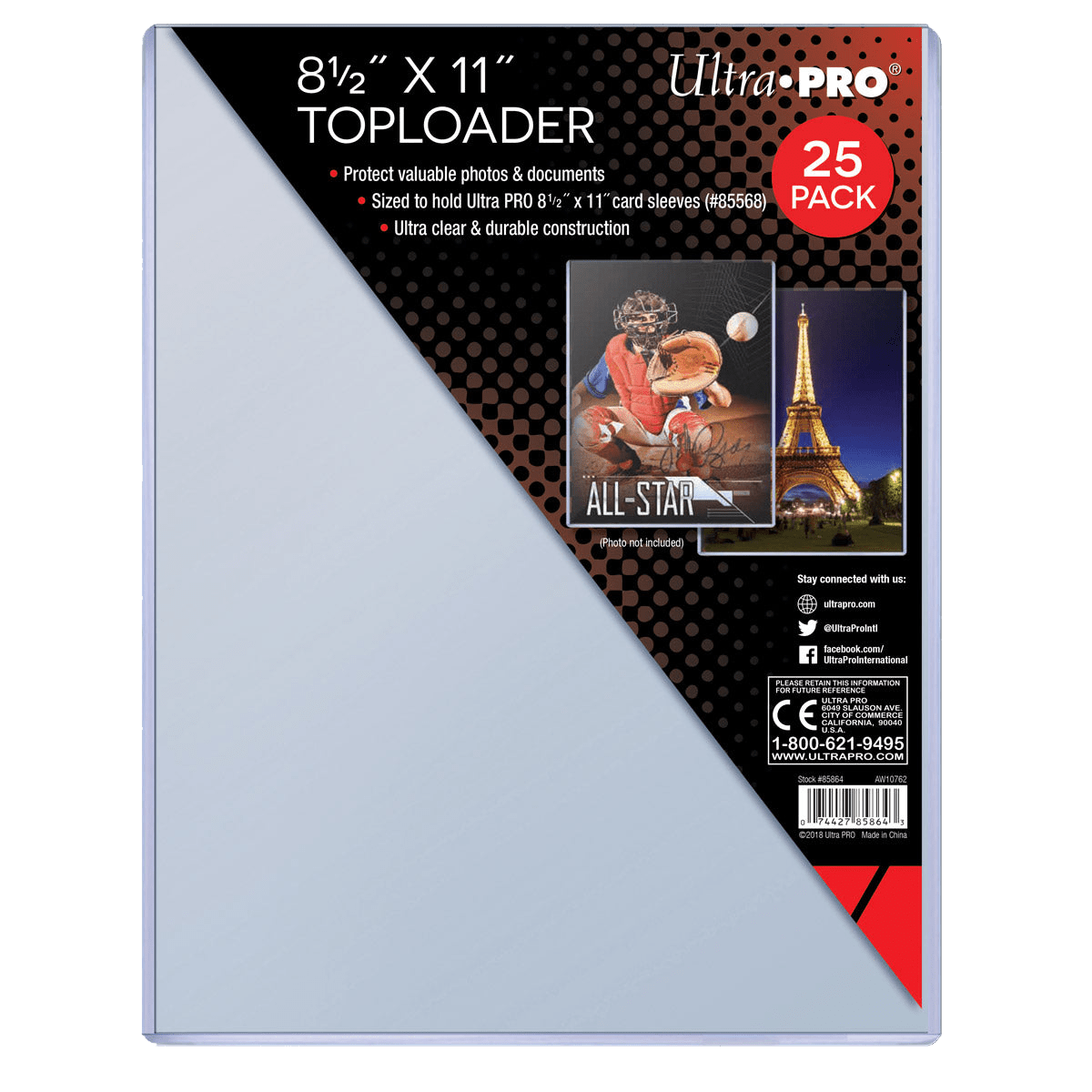 8 - 1/2" x 11" Toploaders (25ct) for Soft Sleeves - E - 85864 - Ultra PRO - Ultra PRO International