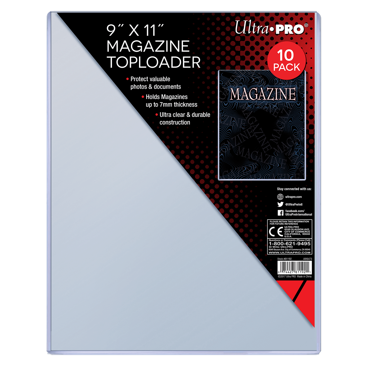 9" x 11" Thick Magazine Toploaders (10ct) - E - 81192 - Ultra PRO - Ultra PRO International