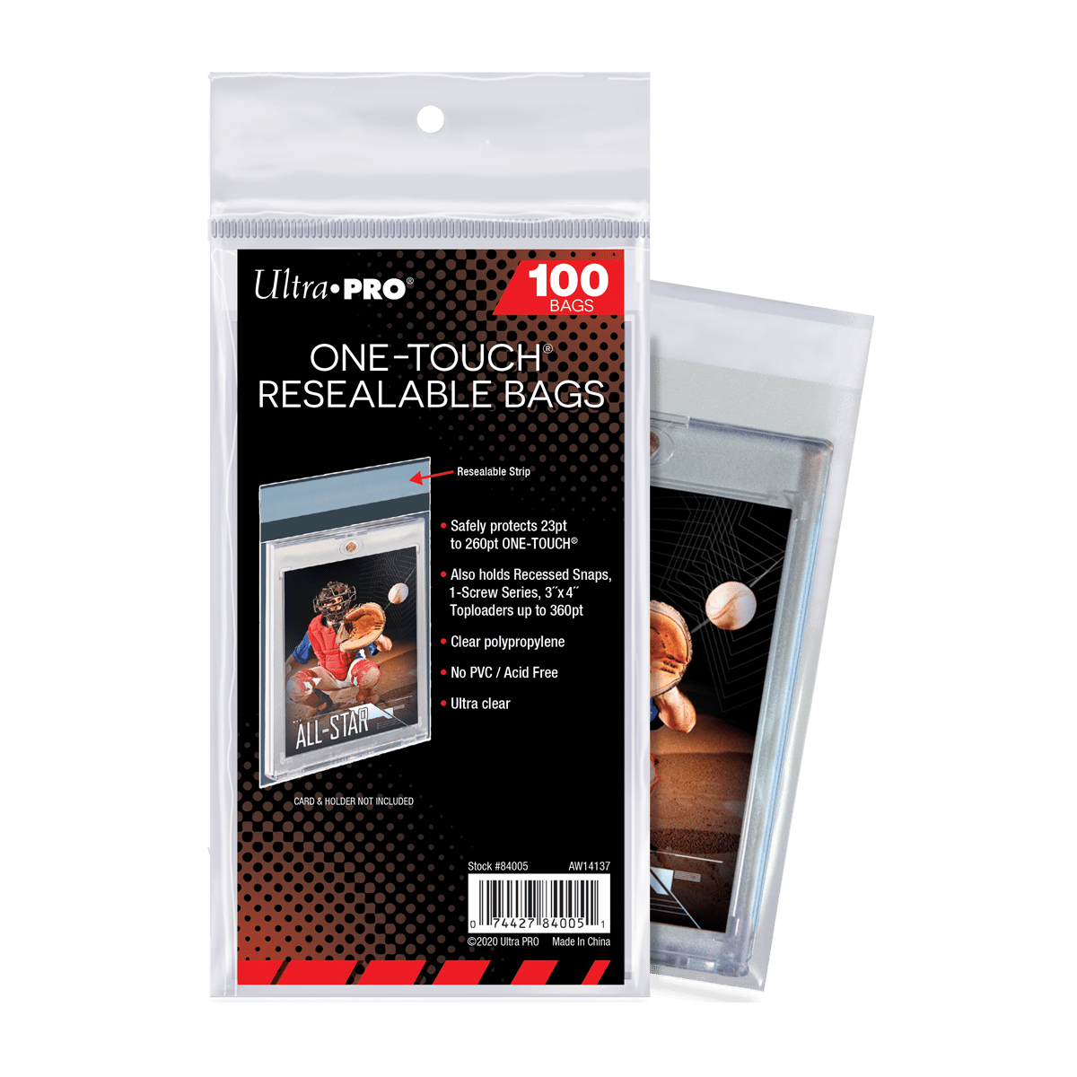 ONE - TOUCH Resealable Bags, Fits up to 260PT (100ct) - E - 84005 - Ultra PRO - Ultra PRO International