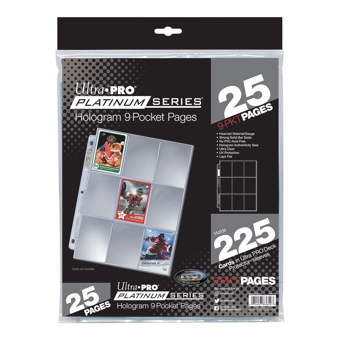 Platinum Series 9 - Pocket Pages (25ct) for Standard Size Cards - E - 83652 - Ultra PRO - Ultra PRO International