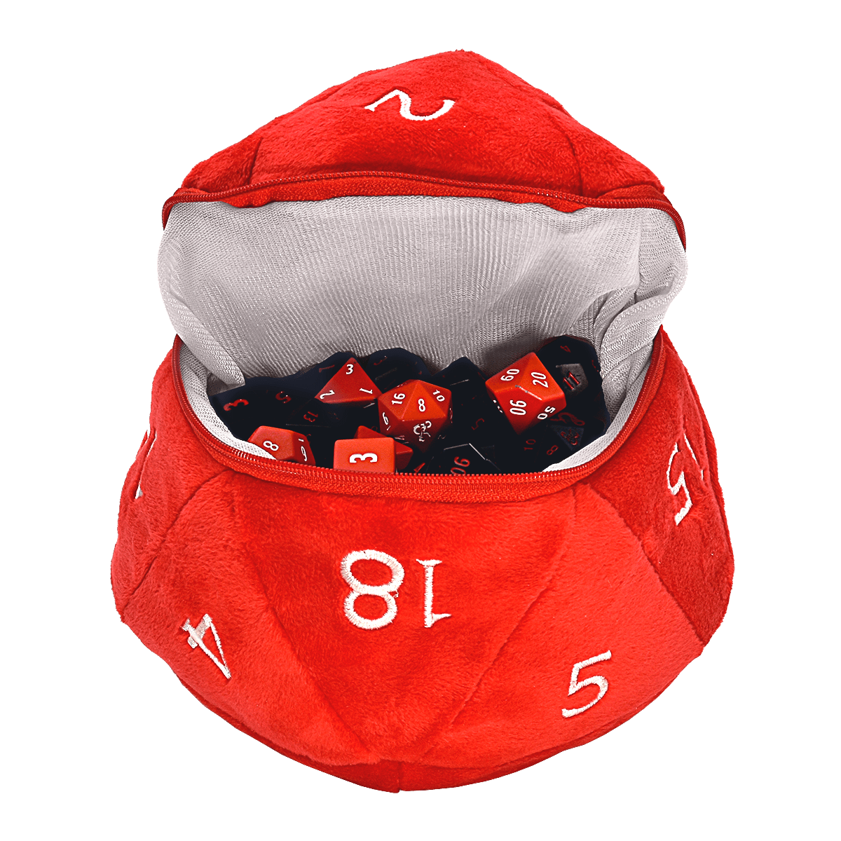 Red and White D20 Plush Dice Bag for Dungeons & Dragons - E - 18398 - Ultra PRO - Ultra PRO International