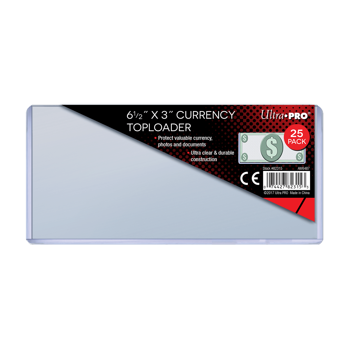 Regular Currency Toploaders (25ct) for 6 - 1/2" x 3" Bills - E - 82315 - Ultra PRO - Ultra PRO International